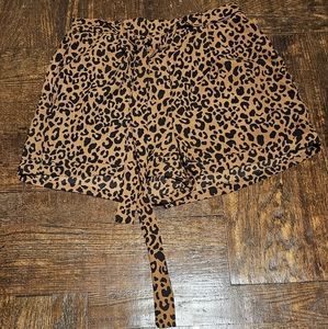 Paper bag leopard print shorts